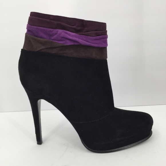 DVF Diane von Furstenberg black suede platform stiletto ankle boots shoe 10 - Picture 1 of 8